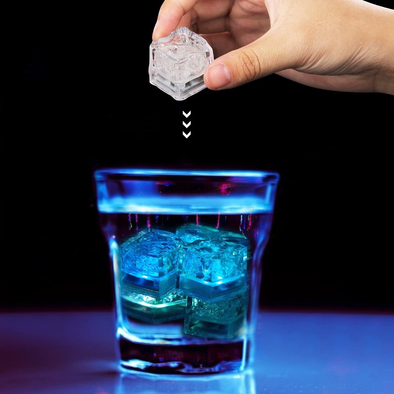 Light Up Ice Cubes for Drinks, 48PCS White LED Ice