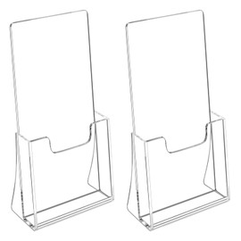 Duronge Pack of 2 Flyer Stands, 11.1 x 20.8 cm Acrylic Flyer Stand, Brochure Stand, Crystal Clear Table Brochure Stand, for Offices, Hotel, Restaurant, Counter