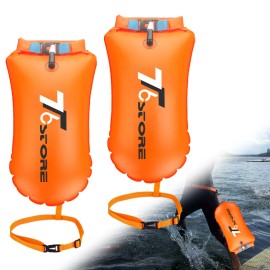 T6 2X Durable T6 15L Pink Air Bag Swim Buoy with Adjustable Waist Belt Color Orange