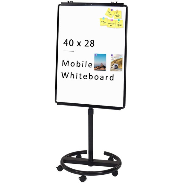VIZ-PRO ECO Magnetic Mobile Whiteboard/Flipchart Easel, Black, 28 X 40 Inches