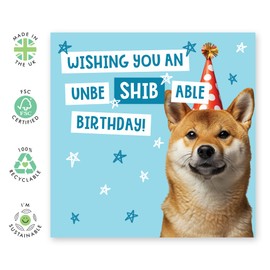 Central 23 Birthday Greeting Card - 'SHIBA INU BIRTHDAY' - Perfect for Celebrating with a Fun Twist and Adorable Design - Ideal for Dog Lovers and Adding Joy to Any Birthdays - Comes With Stickers