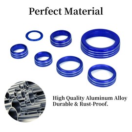 BORUIEN for Ford Maverick 2022 2023 2024 Interior Accessories Decor Air Conditioner AC 4WD Engine Start Stop Headlight Volume Radio Control Switch Knob Cover 7PCS Aluminum Alloy (Blue, 2022-2024)