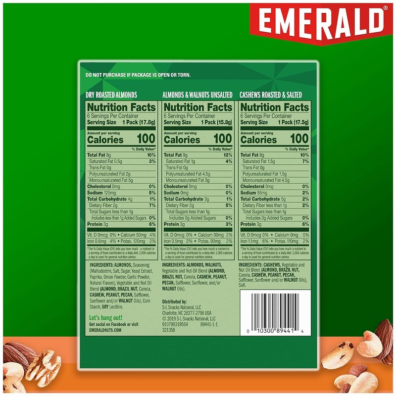 Emerald Nuts, 100 Calorie Variety Pack, 18 Count (Pack of