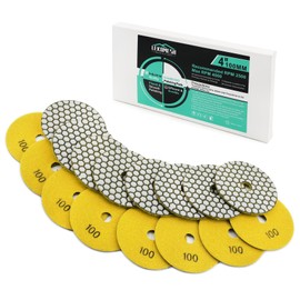 Diamond Polishing Pad Dry LEKOMESH - 8pcs 4-Inch (100mm) #100 Dry Polishing Wheel Set for Granite Marble Artificial Stone Quartz,Granite Polishing Pads for Grinder or Polisher