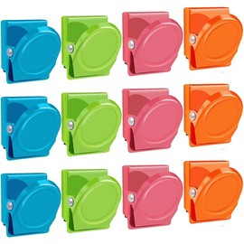 Dorischen 12Pcs/Set Candy Color Magnetic Metal Clips Refrigerator Whiteboard Wall Fridge Magnetic Memo Note Clips for House Office Use