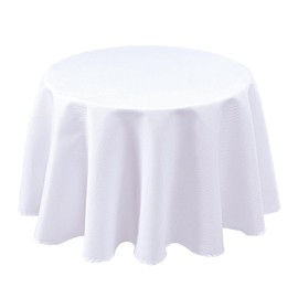 Biscaynebay Textured Fabric Round Tablecloths 60 Inches for Tables diameters from 28" to 48", White Table Cloth Water Resistant Small Circle Folding Table Covers for Dining Kitchen Wedding Parties
