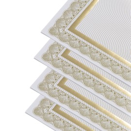 100 Sheet Certificate Paper, Award Certificates, Gold Foil on White Printable Diploma Paper, Certificate Paper 8.5 X 11 inch, from Finite Paper Company