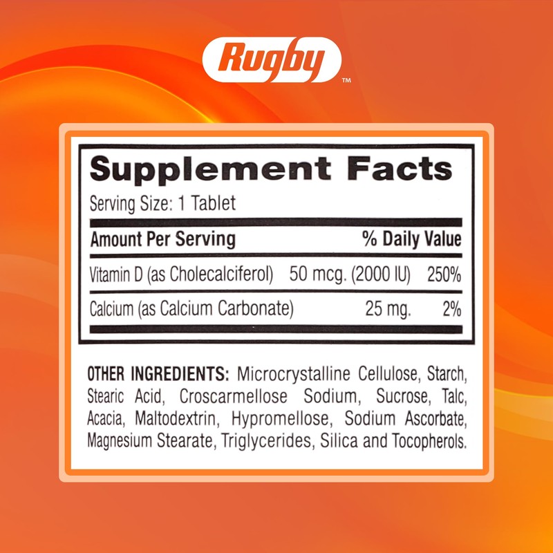 Rugby Vitamin D3 2000 IU (50 mcg) - Gluten-Free Daily