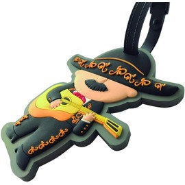 BY MEXICO Identificador de Maleta PVC Tocho Mariachi, Etiqueta para Equipaje con Tarjeta de Datos al Reverso, 12.5 x 7 x 0.5 cm, Accesorio para Maletas, Mochilas y Bolsas de Viaje