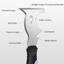 Spatula, painter's spatula, 3 inches (7.5 cm) multi-functional spatula, 10-in-1 painting tool, drywall tool, made of stainless steel, durable and durable