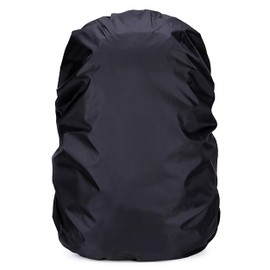 LeTradeJP Rain Cover, Waterproof, 7.8 - 10.6 gal (30 - 40 L), Black, 190T Heavy Duty, Backpack Cover, Fall Prevention, Black, 1 Piece Lightweight, Waterproof, Simple for School, Rain Protection, Black