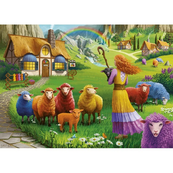 1000 Piece Jigsaw Puzzle "Happy Sheep Yarn" Landscape Ravensburger 16949 8