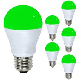 Diodesy- A15 LED Green Light Bulb 5W 330 Lumen E26 Medium Screw Base for Party Decoration Holiday Lighting Small Light Bulb 120V 200° Beam Angle White Finish Turns Green When Lit Pack of 6