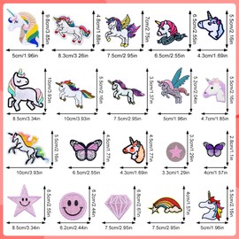 VAVICRAP Unicorn Iron-On Patches, Pack of 20 Iron-On Patches, Girls Unicorn Iron-On Patches, Iron-On Patches, Children's for T-Shirt, Jeans, Clothing, Bags, Hats