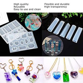 Kits De Resina Para Principiantes Con Moldes, Moldes De Silicona De Bricolaje Para hacer llaveros u otros colgantes, Juego De Moldes De Epoxi Kit De Fabricación (277 Piezas)