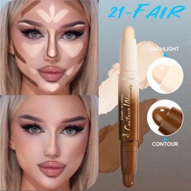 Juego de maquillaje en barra de contorno, 2 rotuladores de doble punta y barras de contorno para moldear la cara, bronceador crema e iluminador imperm