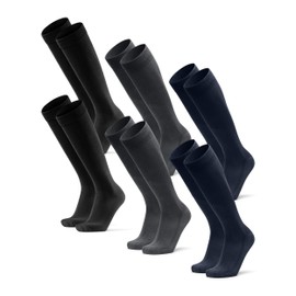 DANISH ENDURANCE Knee-High Bamboo Viscose Dress Socks for Women & Men Medium Multicolor (2xBlack, 2xNavy Blue, 2xGrey) 6-pack
