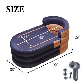 Foldable Portable Soaking Inflatable Bathtub with Electric Air Pump,Eco-Friendly Bathing Tub for Shower Stall,One-piece Bath Cover Design with Zipper, Keep Temperature Long Time (Grapefruit Orange)