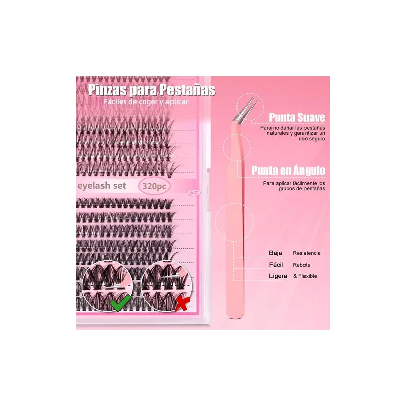 Kit De Extensiones De Pestañas Diy Naturales 9-18mm Mixtas