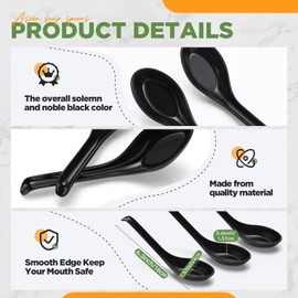 Hushee 200 Pcs Asian Soup Spoon Bulk Large Chinese Noodle Ramen Reusable Japanese Wonton Rice Dumpling Pho Dinner Spoons for Home Restaurant Kitchen