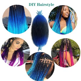 Afro Twist Hair 16 Inch Wrapping Hair for Soft Locs, Cuban Twist Hair 8 Packs Ombre Blue Marley Twist Kinky Braiding for Women(8Packs, Ombre Blue)