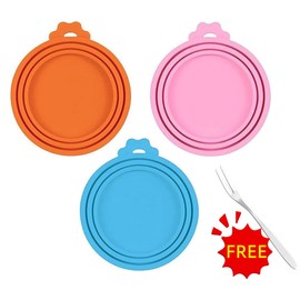 DOPI Reusable 3 In 1 Pet Food Can Silicone Cover Dogs Cats Storage Tin Cap Lid Seal Cover Pet Supplies Suitable(2pc) (blue(3pc))