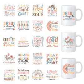 AFRITEE Bible Verse UV DTF Decals - 20 Sheets Boho Christ Motivational Saying Uvdtf Tumbler Wraps for 16 oz Glass Mug Cups, God is Good All the Time Transfer Stickers for DIY Water Bottle Decal Gift