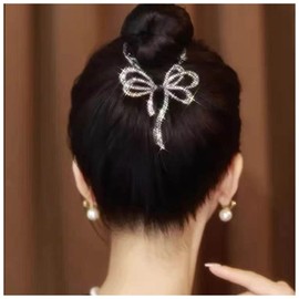 Aneneiceera Vintage Lange Strass Haarspangen Schwarzes Band Schwanz Haarspangen Metall Bogen Banane Clip Spange Zubehör Für Frauen (schwarz)
