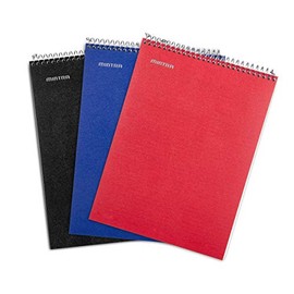 Mintra Office Top Bound Durable Spiral Notebooks - (Black, Blue, Red, College Ruled) 3 Pack - Strong Back, Left-Handed, 100 Sheets, Moisture Resistant Cover, School, Office, Business, Professional