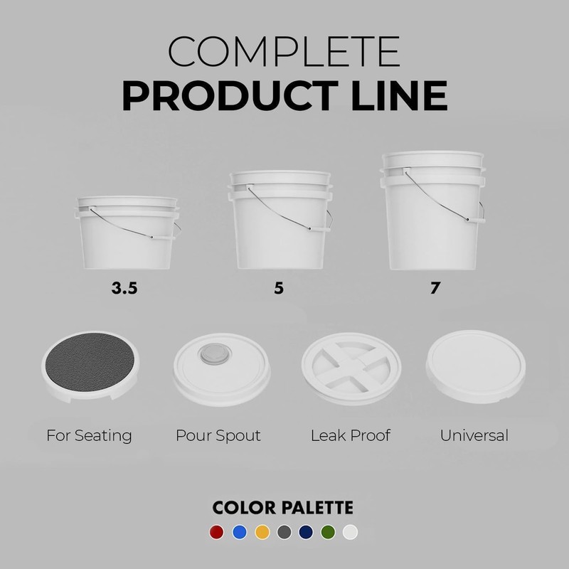5-Gallon White Bucket Pail Container with Lid | Food Grade