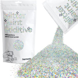 Hemway | Glitter Paint Additive 100g / 3.5oz Acrylic Latex Emulsion Water Based Paints Interior/Exterior Wall, Ceiling, Wood, Metal, Varnish, Dead Flat, Matte (Silver Holographic Fibre)