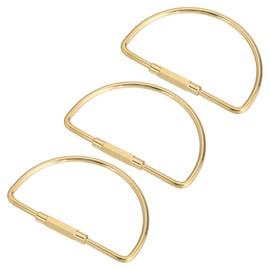 QUARKZMAN 3 Pieces Brass Screw Lock Key Ring Car Key Organiser Universal Key Ring Holder Screw Lock Key Ring Simple Style for Men Women Gold D