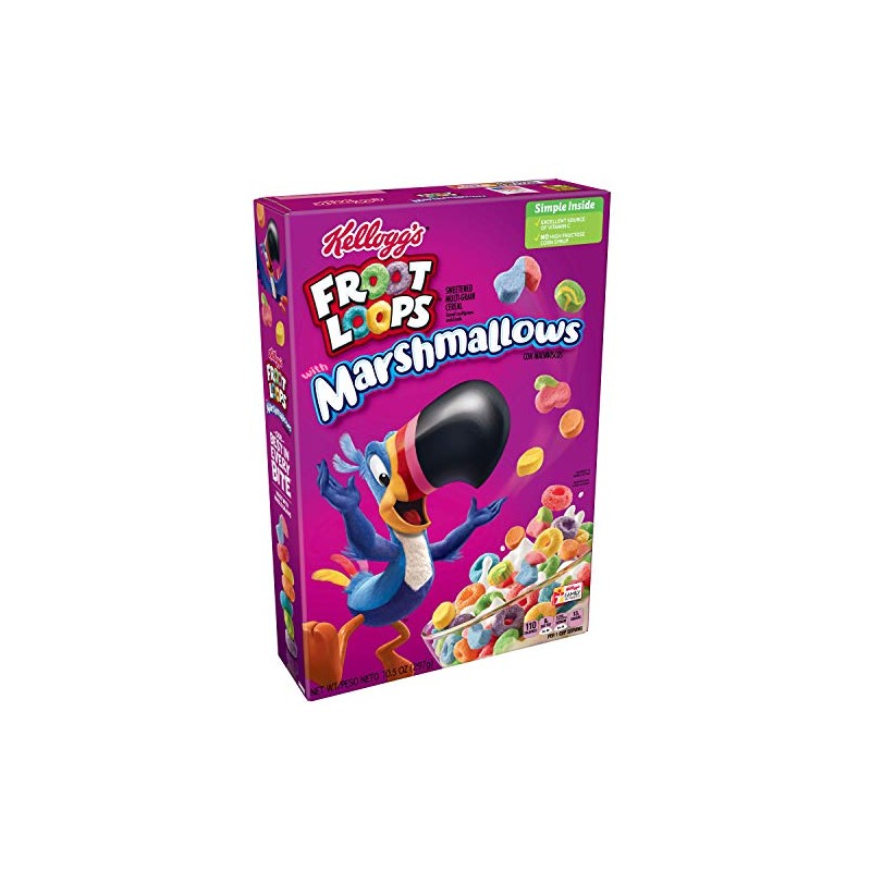Froot Loops Breakfast Cereal with Fruity Shaped Marshmallows, Low Fat,