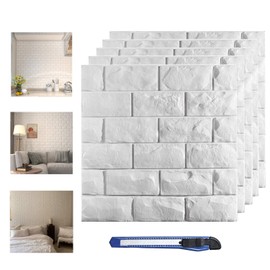 Circloophs 20 Pcs 3D Wall Panels Peel and Stick, White Brick 3D Wallpaper Stick and Peel Self Adhesive Waterproof Foam Faux Brick Paneling for Bedroom, Bathroom, Kitchen, Fireplace (19.38 sq ft)