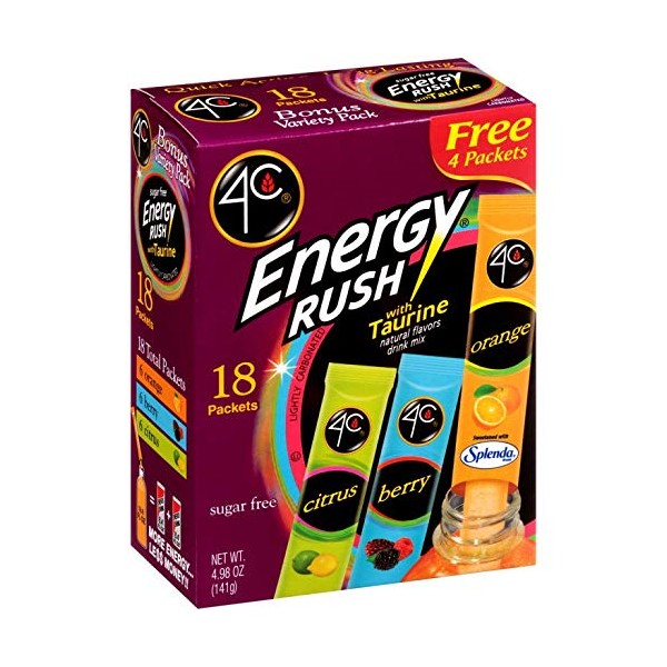 4C Totally Light Bonus Variety Pack, Energy Rush, 18-Count Boxes (Pack of 3)