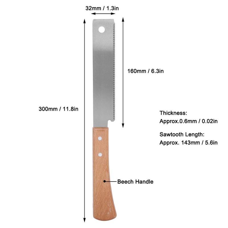 Hand Saw, 12in Wooden Handle Accurate Household Small Cut Razor