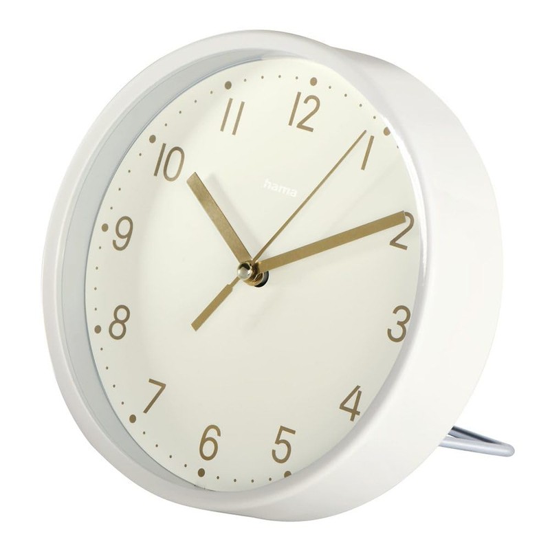 Hama Madeira Table Clock, Diameter 16 cm, Silent, White