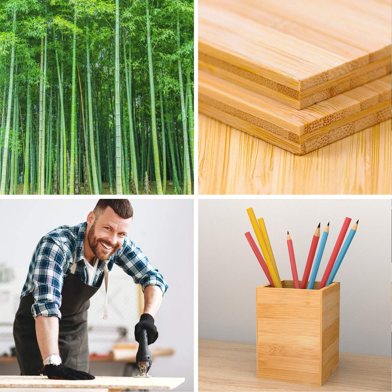 ZRI Bamboo Wooden Pen Box for Office School 9.5 x