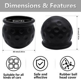 ZHIYUQL® Towing Hitch Cover Cap Universal Cap Rubber Towing Hitch Cover Diameter 50 mm for Trailer Car Truck RV Black Pack of 2