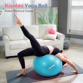 kisnbld Exercise Ball, Extra Thick Yoga Ball for Workout Pregnancy Stability, 4 Sizes Anti-Burst Balance Ball with Foot Pump - Heavy Duty Fitness Ball Chair for Office, Home & Gym