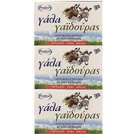 Greek Pure Natural Soap with Donkey Milk for Face Body Hair Bath - 3 items x 120g