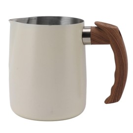 Milk Frothing Pitcher, 20/34oz Stainless Steel Steaming Pitchers Scale Coffee Milk Frother Cup Espresso Machine Accessories Barista Tools for Cappuccino Latte Art (20oz-White)
