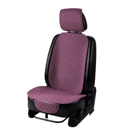 DECKALY 1 Pack Linen Car Seat Cover Front Seat Covers Soft & Breathable Front Premium Covers with Non-Slip Protector Universal Fits Most Automotive, Vans, SUVs, Trucks (1Pack Purple)