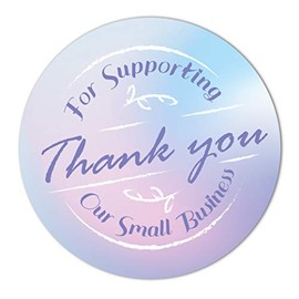 40mm Stickers - Thank You for Supporting Our Small Business (Pack of 48 Stickers, Dreamy Purple Design)