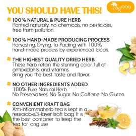 TOG999, 12oz Anti-Inflammaheb Loose Leaf Tea | 100% Natural Blend of Ginger, Turmeric, Peppermint, Black Pepper & Cinnamon | Caffeine-Free, Sugar-Free, Gluten-Free, Vegan, Handcrafted