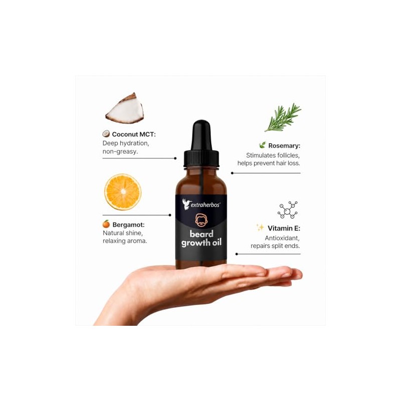Extraherbos Aceite Capilar Orgánico 30ml - Con Romero, Coco MCT,