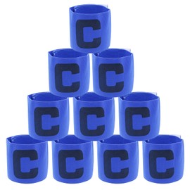 Qimoo 10Pcs Blue Soccer Captain Armband, Nylon Elastic Protective Soccer Bands Adjustable Football Arm Bands C Arm Band for Youth Adult Sports Training