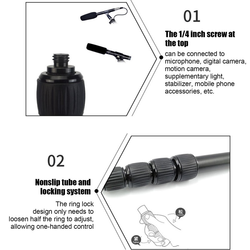 Mic Boom Arm Portable Soft Foam Handle Easy Operation Aluminium
