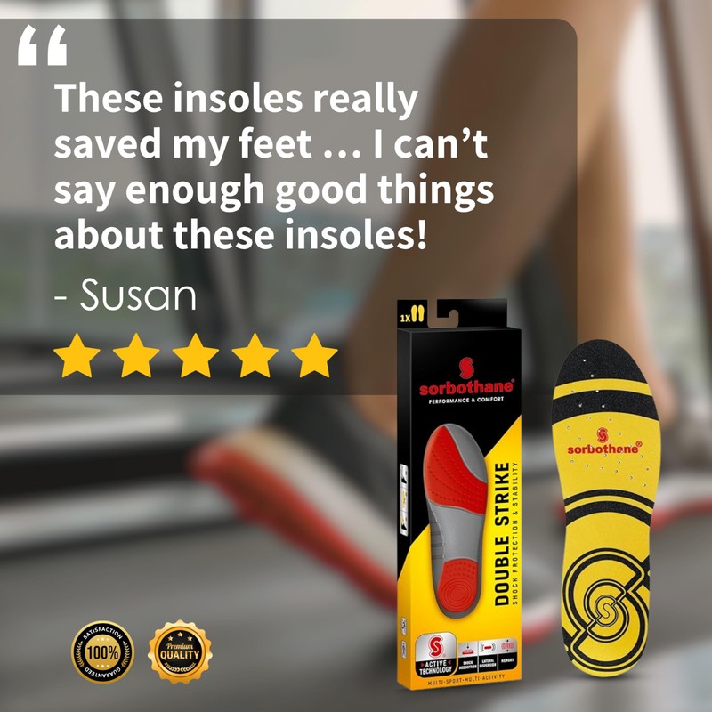 Sorbothane Double Strike Insoles, Men & Women - Shock Absorbing,