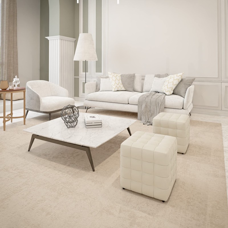 Cortesi Home Charli Tufted Cube Ottoman in 100% Genuine Leather,